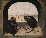 Pieter Bruegel 2 monkeys oil painting
